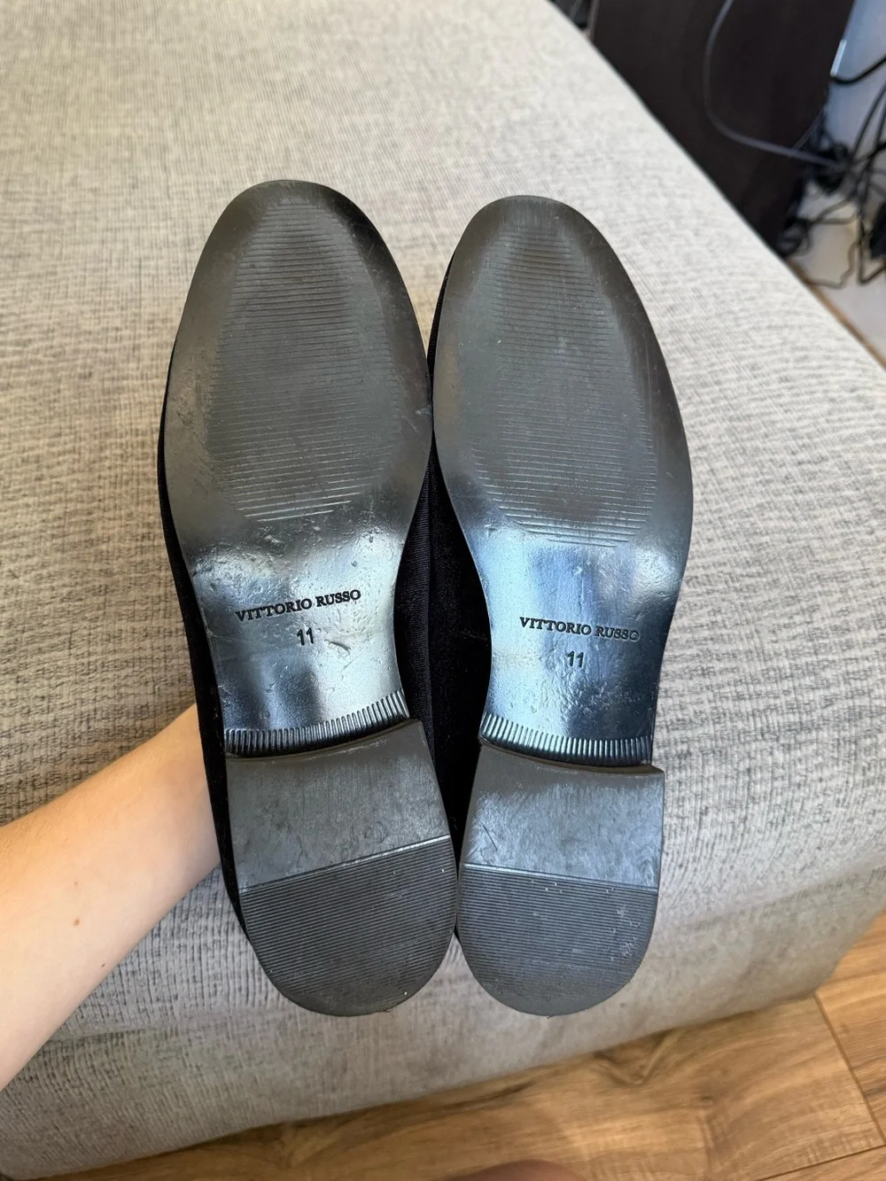 Men’s Vittorio Russo Black Velvet Loafers Size 11